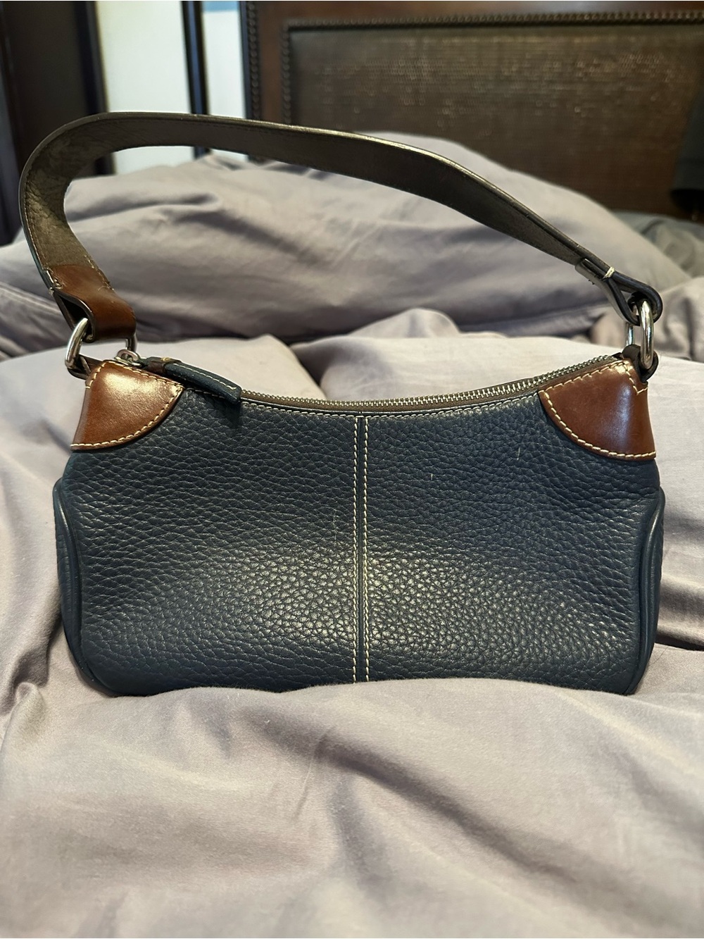 Vintage Dooney & Bourke Navy Leather Shoulder Bag